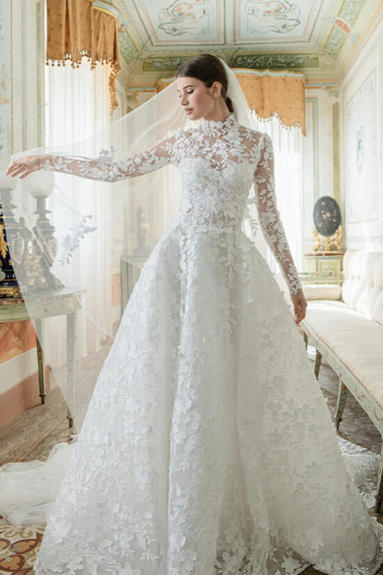 Classic lace wedding dress with sleeves