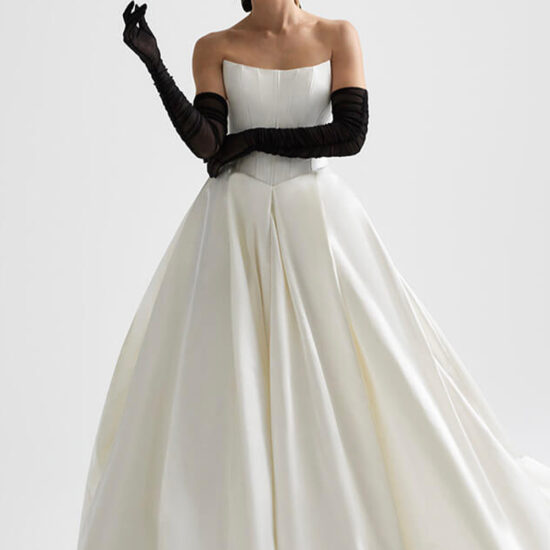 Strapless Corset Wedding Dress with Detachable Sleeves