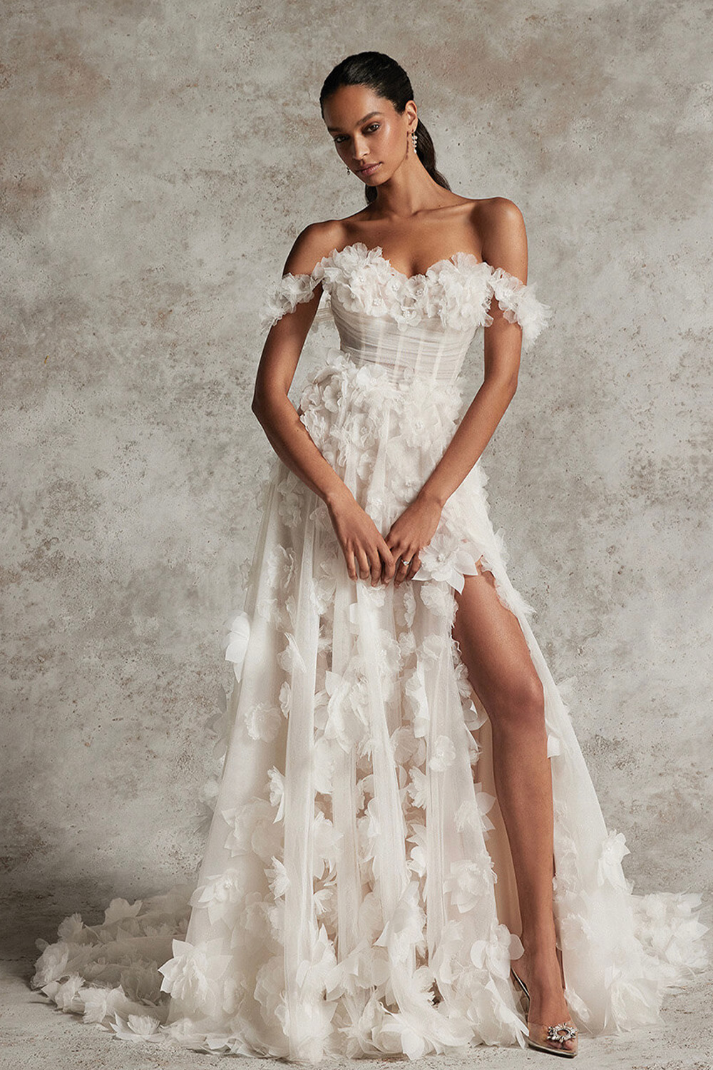 Floral Tulle Off shoulder wedding dress