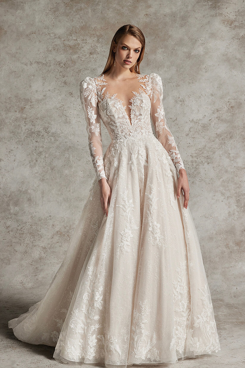 Lace wedding dress with sleeves