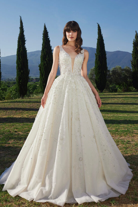 Elegant beaded wedding dress