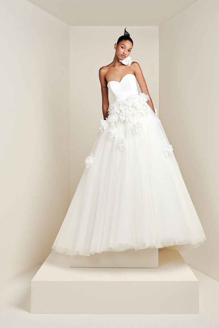 Strapless tulle bridal gown