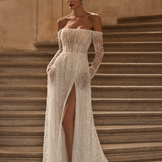 Embroidered off Shoulder Bridal Dress