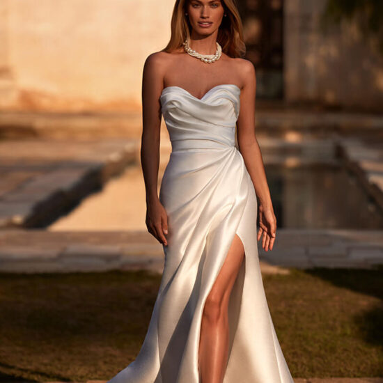 Strapless Bridal Dress with a Slit