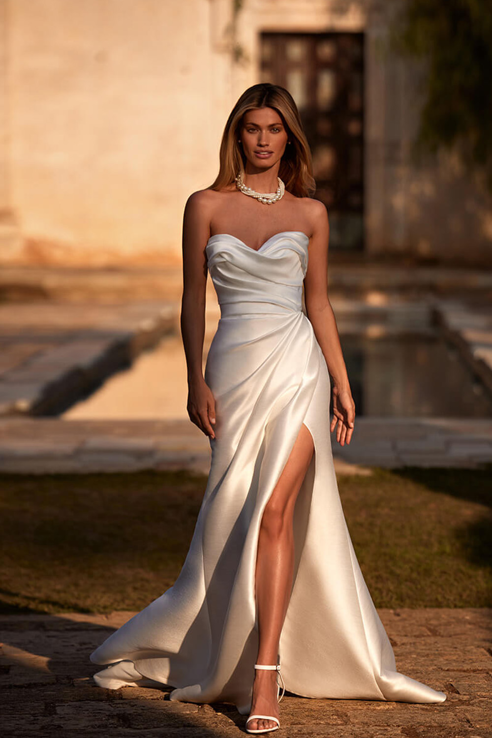 Strapless Bridal Dress With A Slit