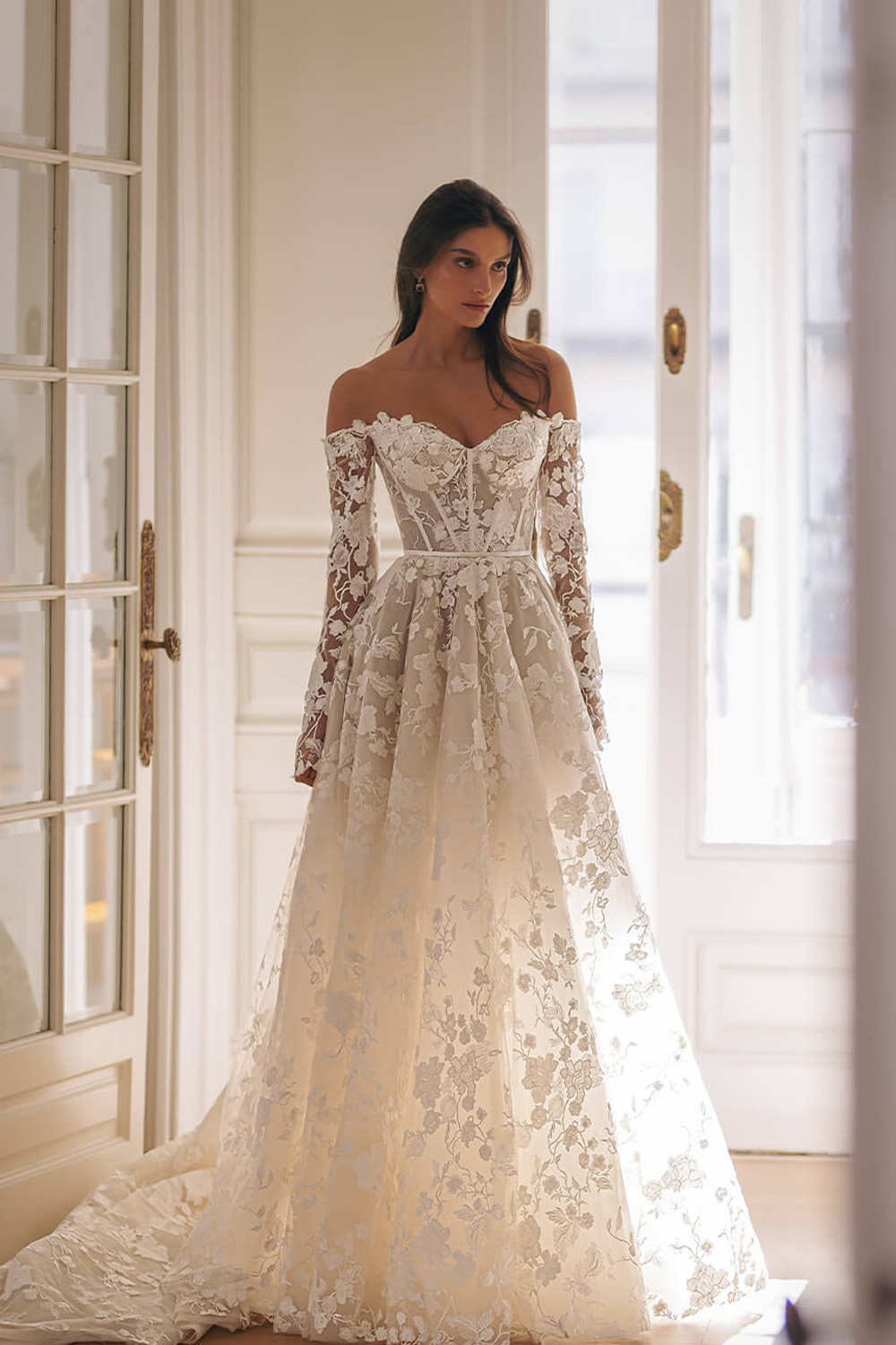 Off Shoulder Lace Wedding Dress