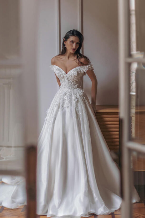 Off Shoulder Embroidered Bridal Dress