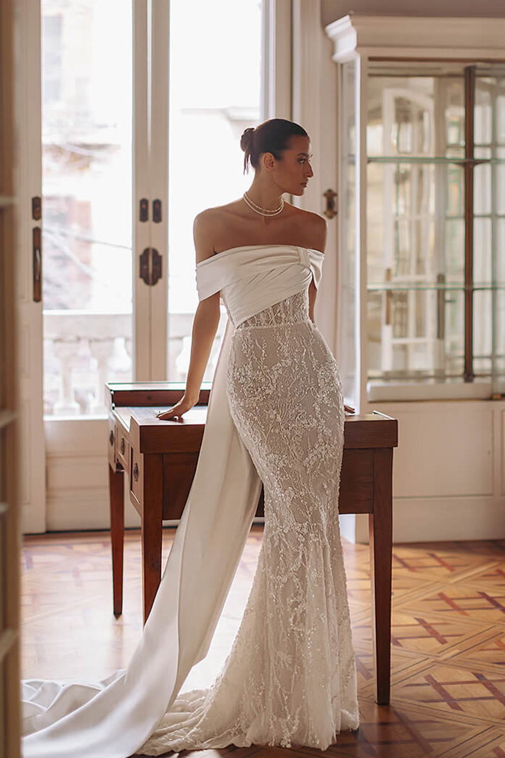 Unique Off Shoulder Bridal Gown