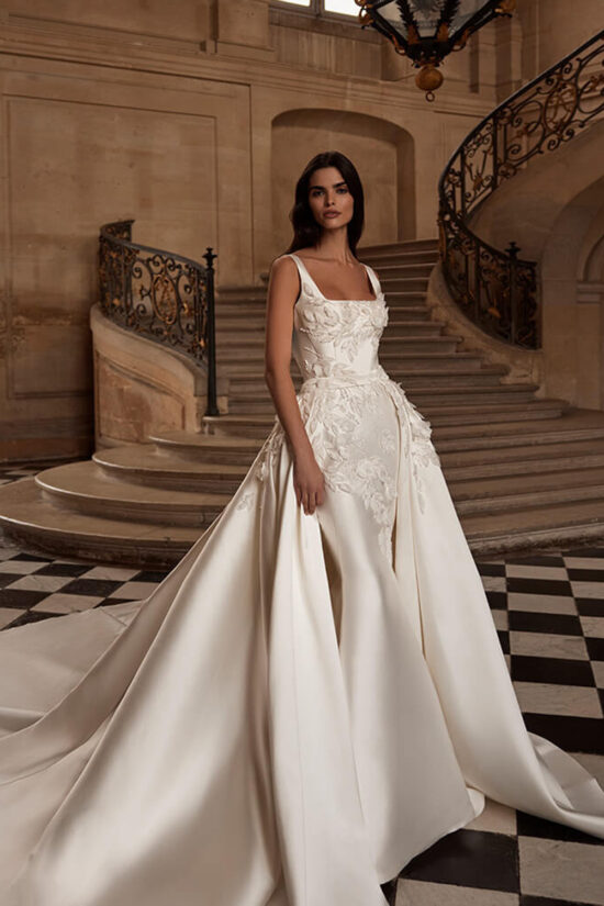 Elegant Bridal Dress With Overskirt